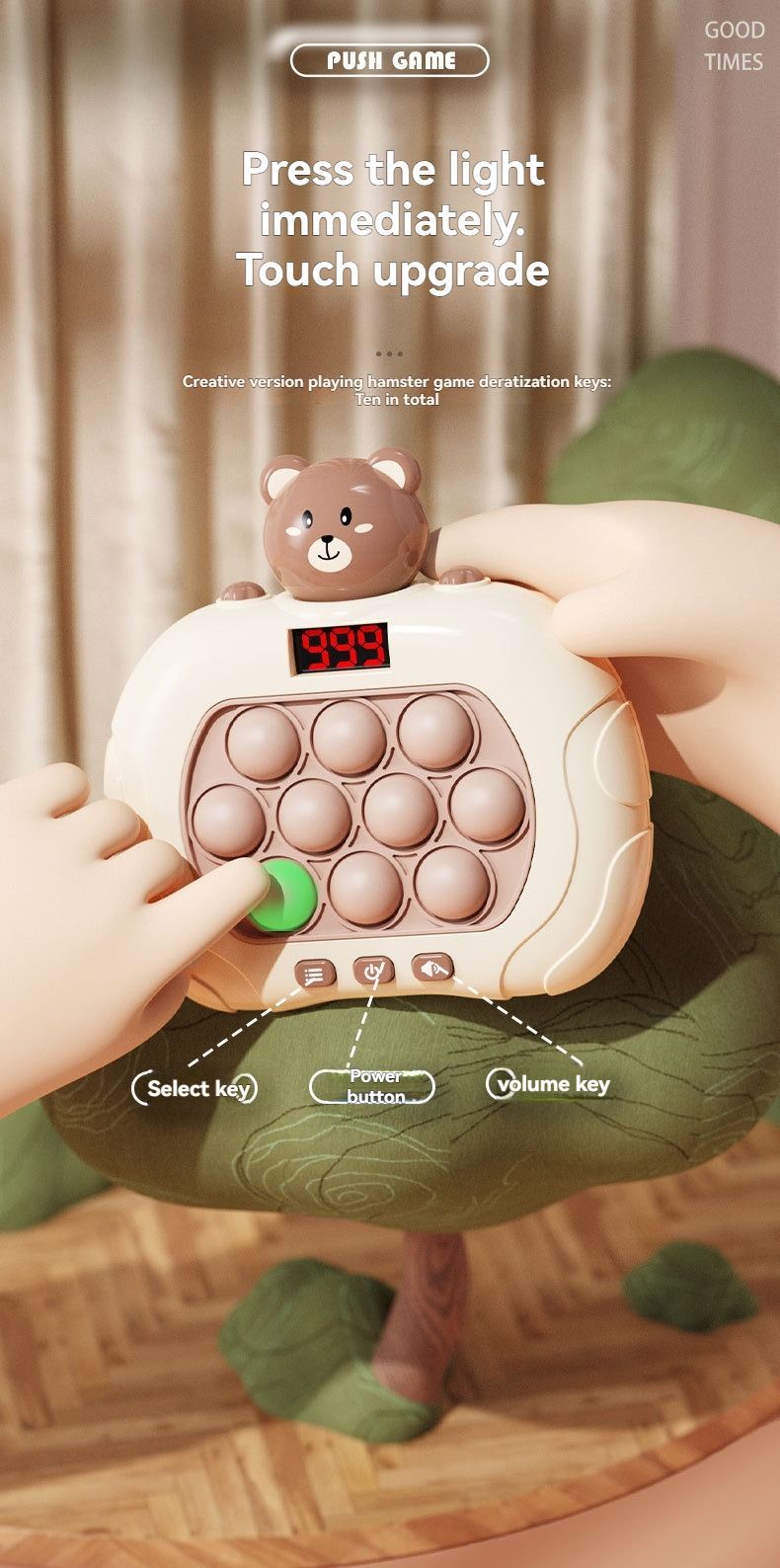 whac-a-mole game, LCD decompression toy, focus-enhancing game, intelligence-boosting toy, memory game, puzzle game, Australian market - Pink - Size 10-key