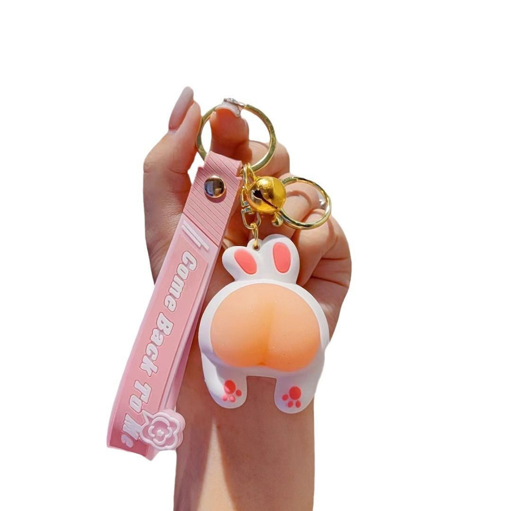 rabbit keychain, squeeze stress reliever, couple keychain, cute keychain, stress relief gift, pink keychain, keychain with bell, Australian market, anxiety relief, keychain gift - 2PCS - Size tiger