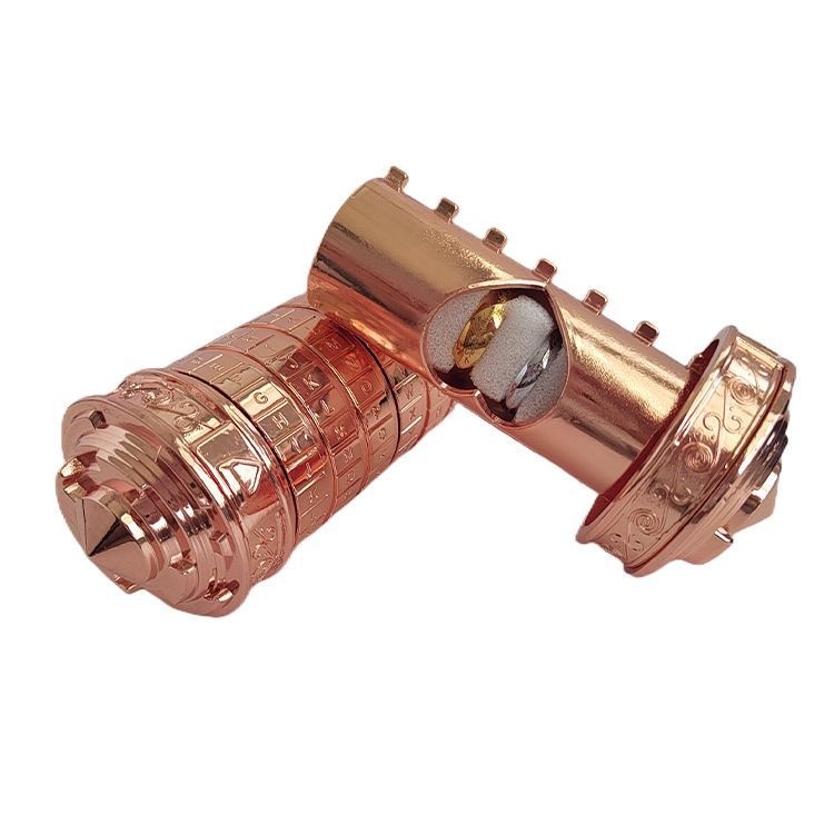 Da Vinci Code, Lock Cylinder, Puzzle, Gift, Valentine's Day Gift, Christmas Gift, Birthday Gift, Australian Puzzle, Brain Teaser, Code Breaking - red copper - Size L