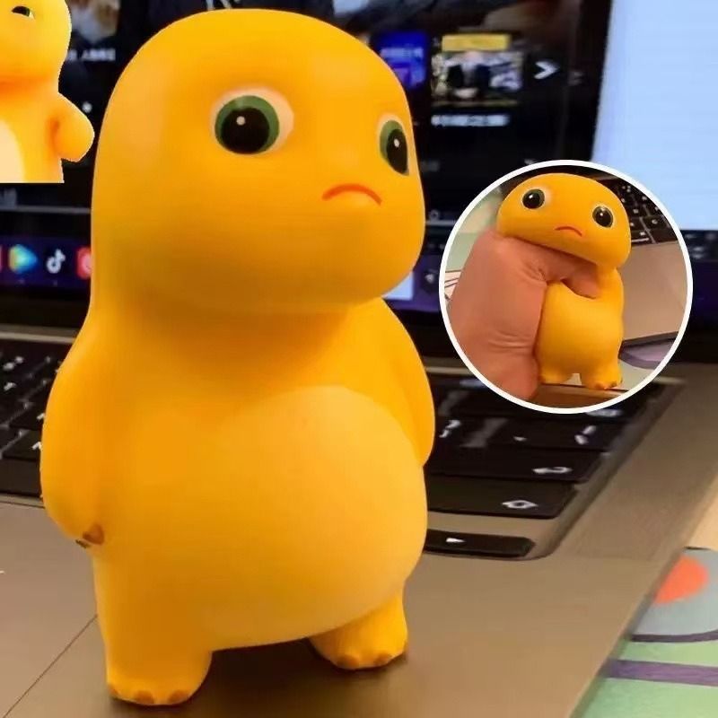 milk dragon, slow rebound toy, stress reliever, novelty gift, cute toy, squeeze toy, fidget toy, Australian market, anxiety relief, desk toy - Yellow - Size headphones