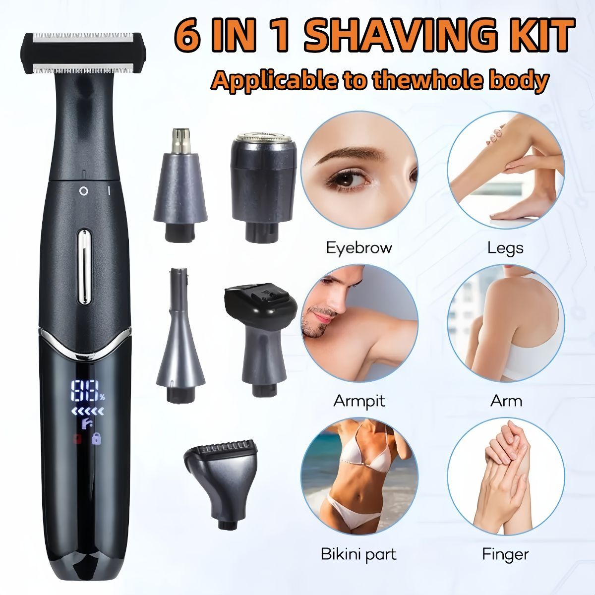 Women'S Hair Remover 7-In-1 Hair Remover Body Hair Removal Facial Hair Removal - Black - Size SET