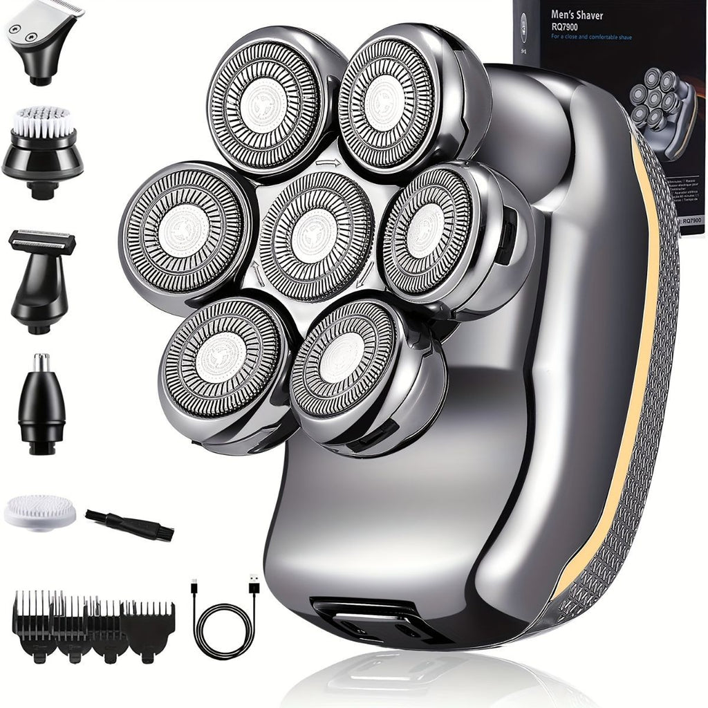Men'S Electric Shaver Rechargeable Shaver Cordless Shaver Bald Men Shaver - Silver - Size SET