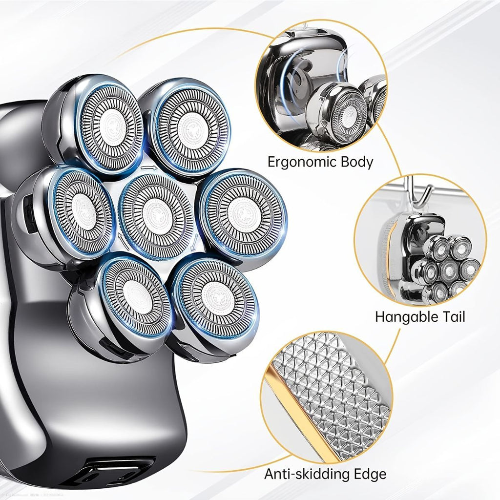 Men'S Electric Shaver Rechargeable Shaver Cordless Shaver Bald Men Shaver - Silver - Size SET