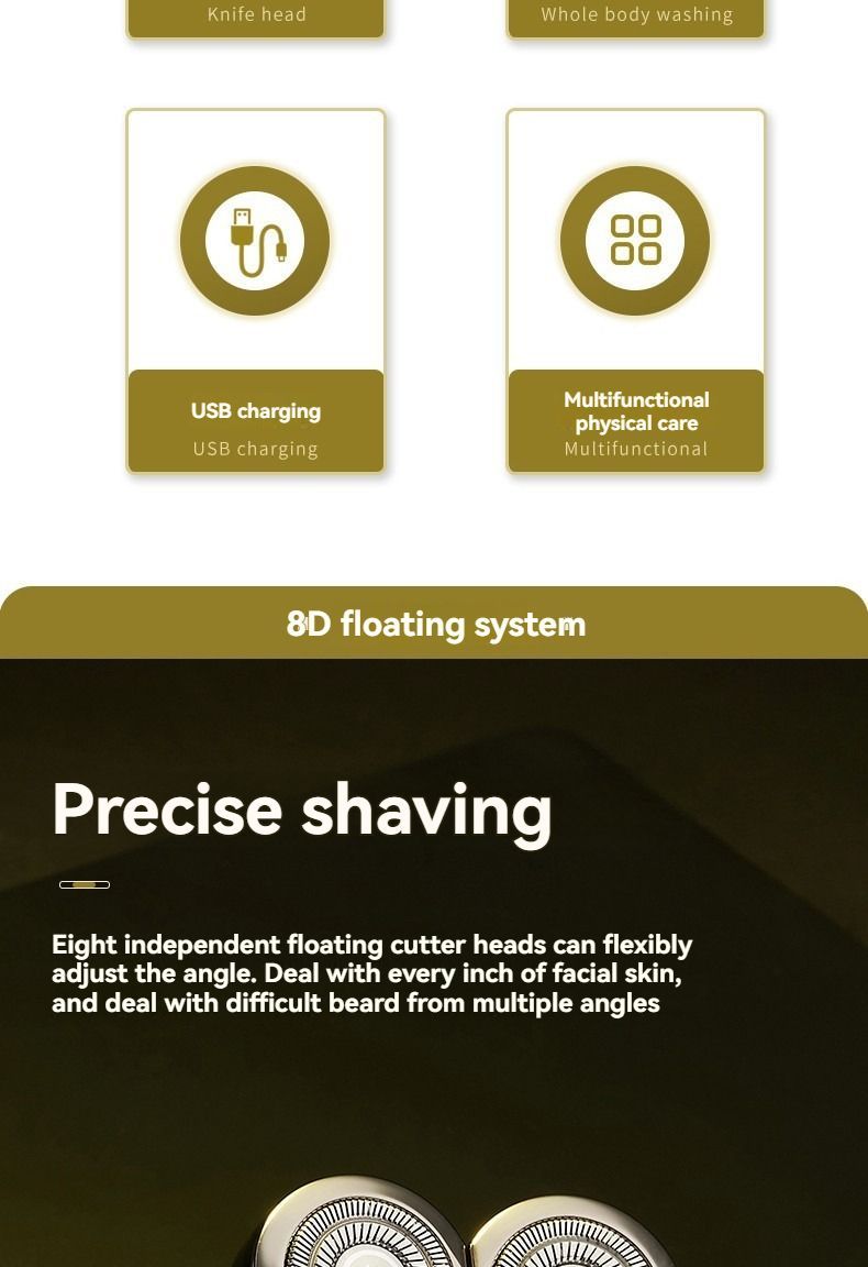 8 blade head shaver, bald head trimmer, hair trimmer for men, grooming tool, USB rechargeable shaver, head shaver Australia, bald head grooming kit - Silver - Size SET