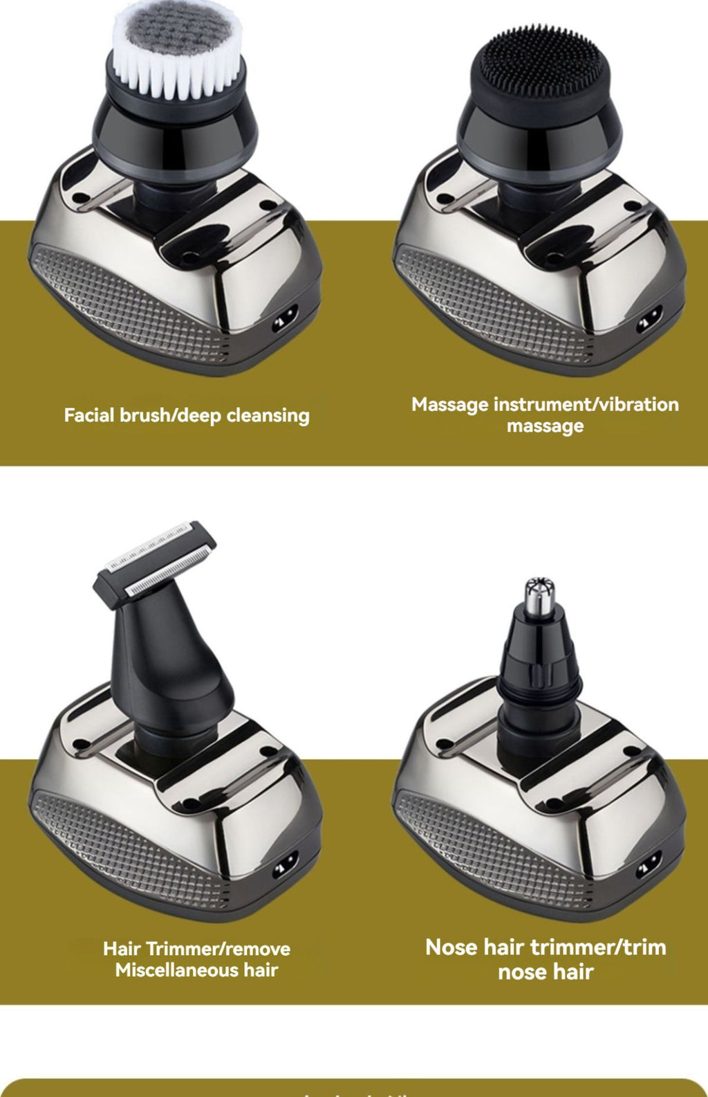 8 blade head shaver, bald head trimmer, hair trimmer for men, grooming tool, USB rechargeable shaver, head shaver Australia, bald head grooming kit - Silver - Size SET