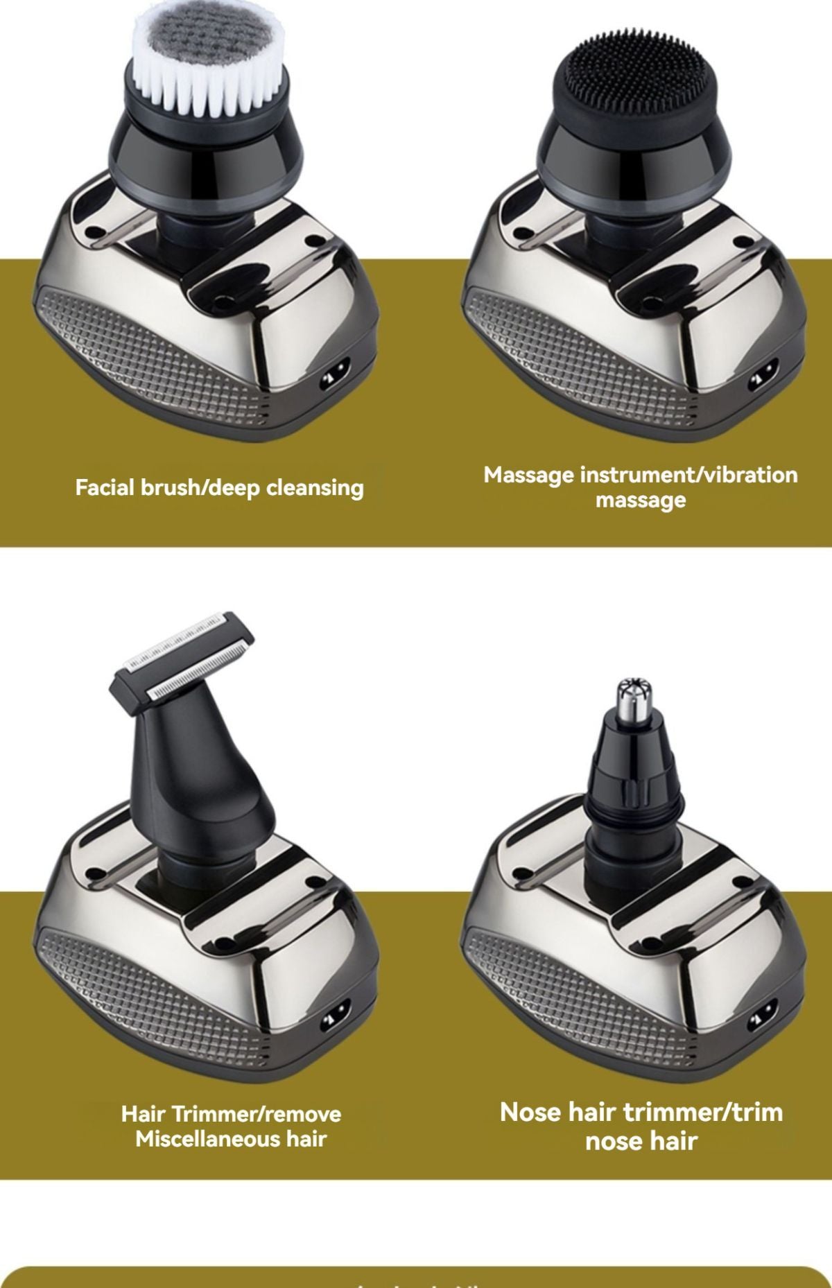 8 blade head shaver, bald head trimmer, hair trimmer for men, grooming tool, USB rechargeable shaver, head shaver Australia, bald head grooming kit - Silver - Size SET