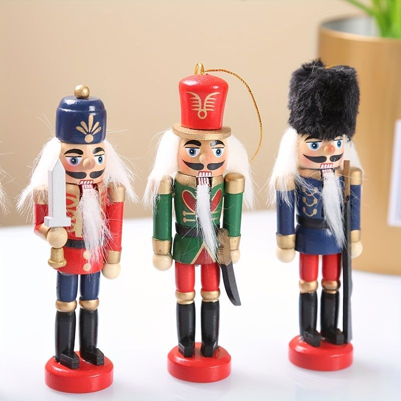 Nutcracker Soldier Figurine Set, Christmas Decorations, Birthday Gift, Hand-painted Nutcrackers, Holiday Decor, Australian Christmas Decor, Kids Gift, Figurine Collection, Festive Home Decor - Red - Size 6pcs