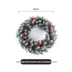 Christmas wreath, artificial wreath, red berries, pine cones, 30CM wreath, Christmas decoration, festive home decor, wreath for door, holiday centrepiece - White - Size 50CM