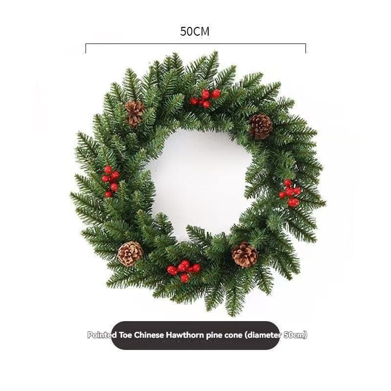Christmas wreath, artificial wreath, red berries, pine cones, 30CM wreath, Christmas decoration, festive home decor, wreath for door, holiday centrepiece - White - Size 50CM