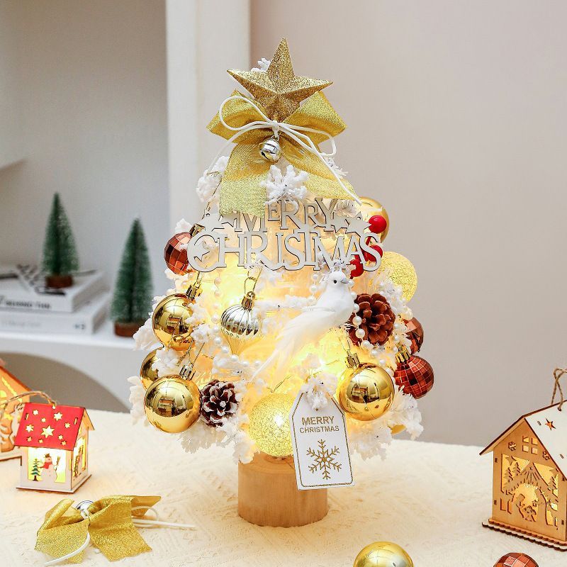 mini desktop Christmas tree, flocked pink Christmas tree, Christmas tree set, Christmas decorations, DIY Christmas tree, Christmas gift, office Christmas decor, festive tabletop tree - Christmas - Size 1