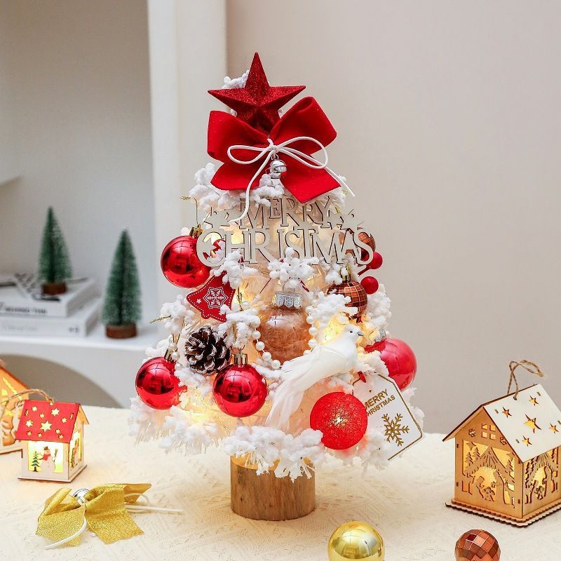 mini desktop Christmas tree, flocked pink Christmas tree, Christmas tree set, Christmas decorations, DIY Christmas tree, Christmas gift, office Christmas decor, festive tabletop tree - Christmas - Size 4