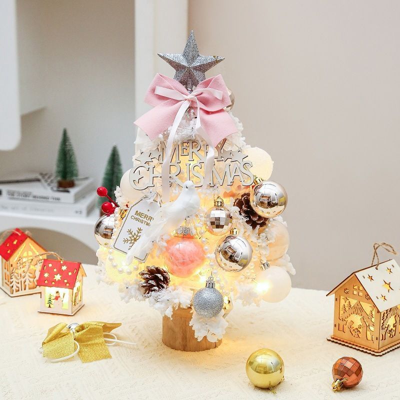 mini desktop Christmas tree, flocked pink Christmas tree, Christmas tree set, Christmas decorations, DIY Christmas tree, Christmas gift, office Christmas decor, festive tabletop tree - Christmas - Size 5