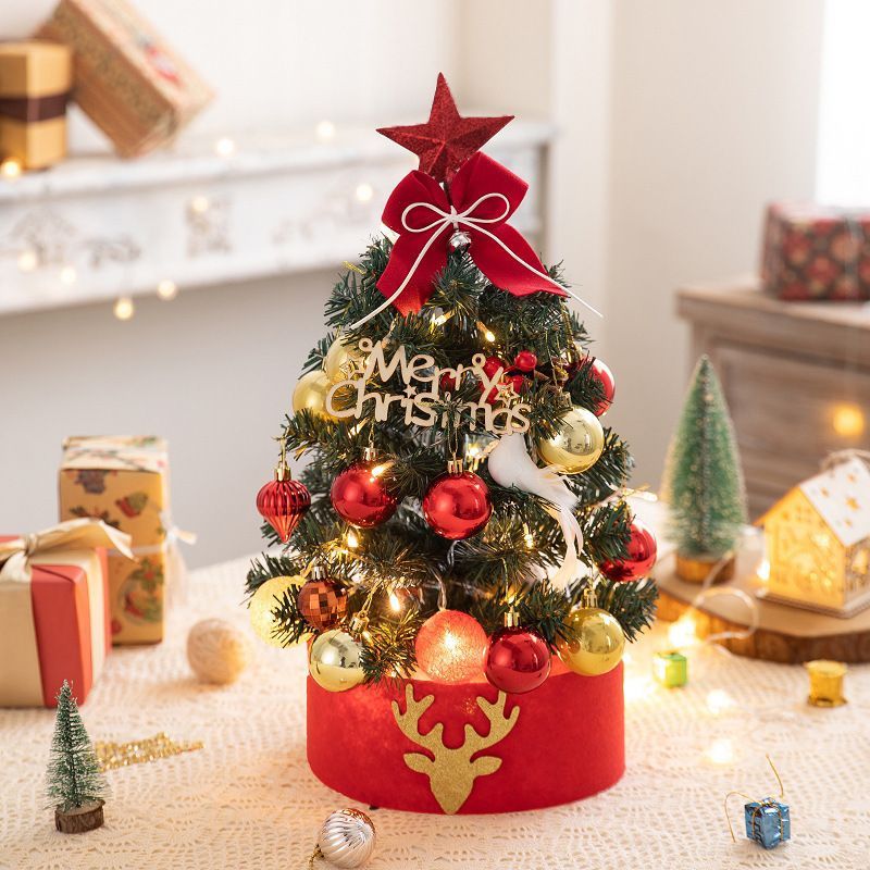 Mini Desktop Christmas Tree Flocked Pink Christmas Tree Christmas Tree Set - Golden Coffee - Size 60cm