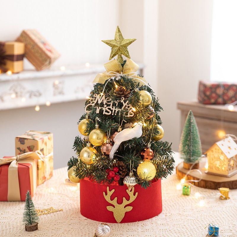 Mini Desktop Christmas Tree Flocked Pink Christmas Tree Christmas Tree Set - red and white - Size 45cm