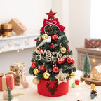 Mini Desktop Christmas Tree Flocked Pink Christmas Tree Christmas Tree Set - Red and gold - Size 60cm