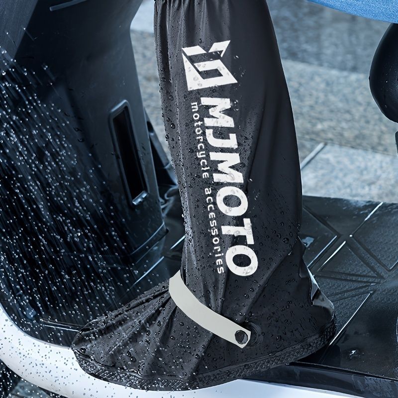waterproof rain boot covers, non-slip boot covers, thickened boot covers, high-tube rain boot covers, camping rain gear, rainy day footwear, outdoor rain protection - Black - Size L