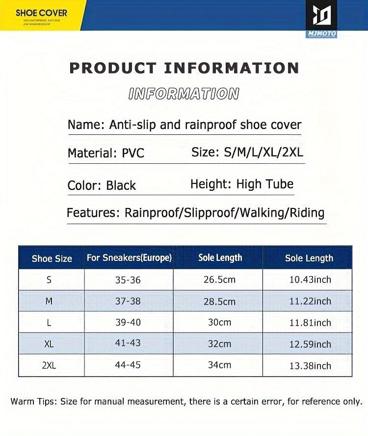 waterproof rain boot covers, non-slip boot covers, thickened boot covers, high-tube rain boot covers, camping rain gear, rainy day footwear, outdoor rain protection - Black - Size M