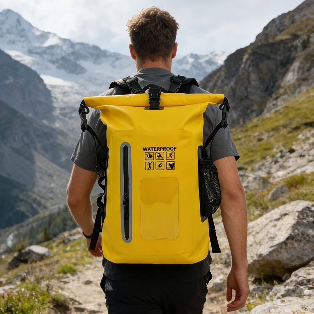 waterproof backpack, dry-wet separation, outdoor sports backpack, fishing backpack, camping backpack, canyoning backpack, swimming backpack, rafting backpack, waterproof gear, Australia outdoor backpack, hiking backpack water resistant - Black - Size 25L