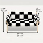 cat sofa bed, faux-fur cat bed, checkered pet bed, warm pet bed, washable pet bed, wooden cat bed, small dog bed, Australian pet bed - Beige - Size L