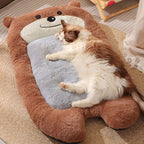 dog bed, bear shaped dog bed, thickened dog bed, enlarged dog bed, all season dog bed, comfortable dog bed, Australia, soft plush dog bed, machine washable dog bed - beige - Size L-10kg