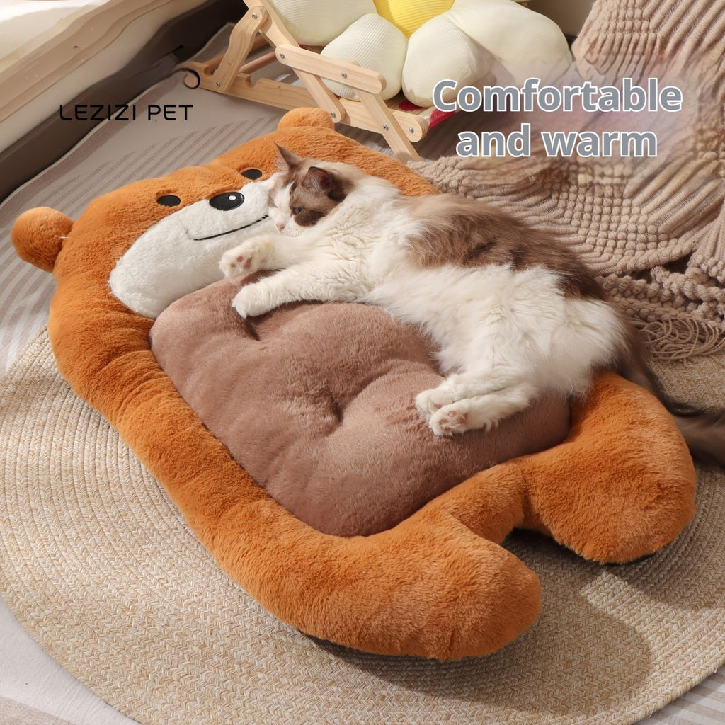 dog bed, bear shaped dog bed, thickened dog bed, enlarged dog bed, all season dog bed, comfortable dog bed, Australia, soft plush dog bed, machine washable dog bed - Light coffee color - Size M-5kg