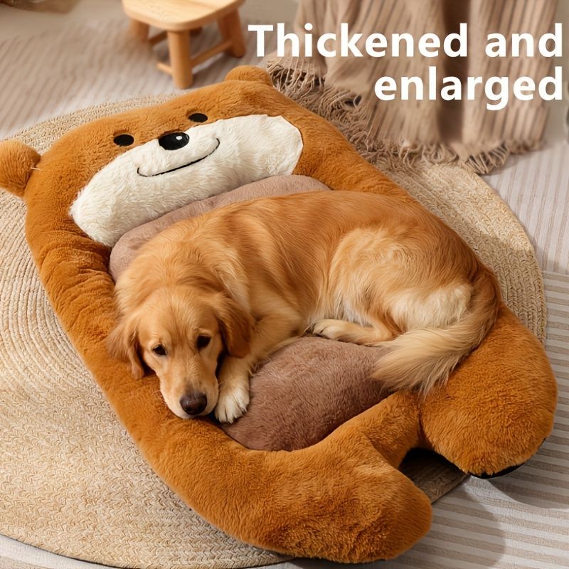dog bed, bear shaped dog bed, thickened dog bed, enlarged dog bed, all season dog bed, comfortable dog bed, Australia, soft plush dog bed, machine washable dog bed - light green - Size L-10kg