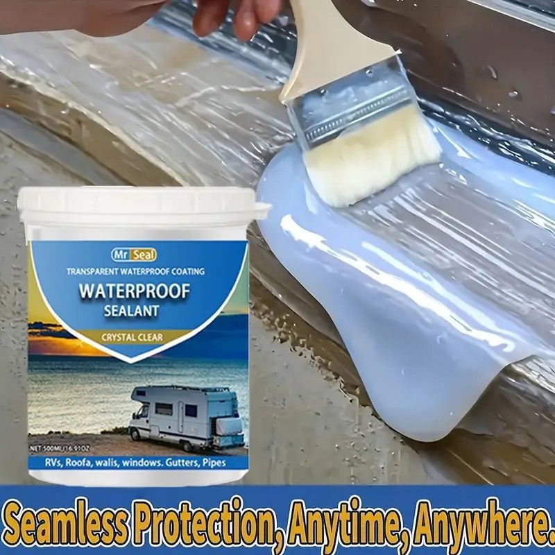 transparent waterproof coating, clear sealant, waterproof sealant Australia, RV waterproofing, roof waterproofing, wall waterproofing, window waterproofing, gutter waterproofing, pipe waterproofing, outdoor sealant, DIY waterproofing - Clear - Size 1000ml