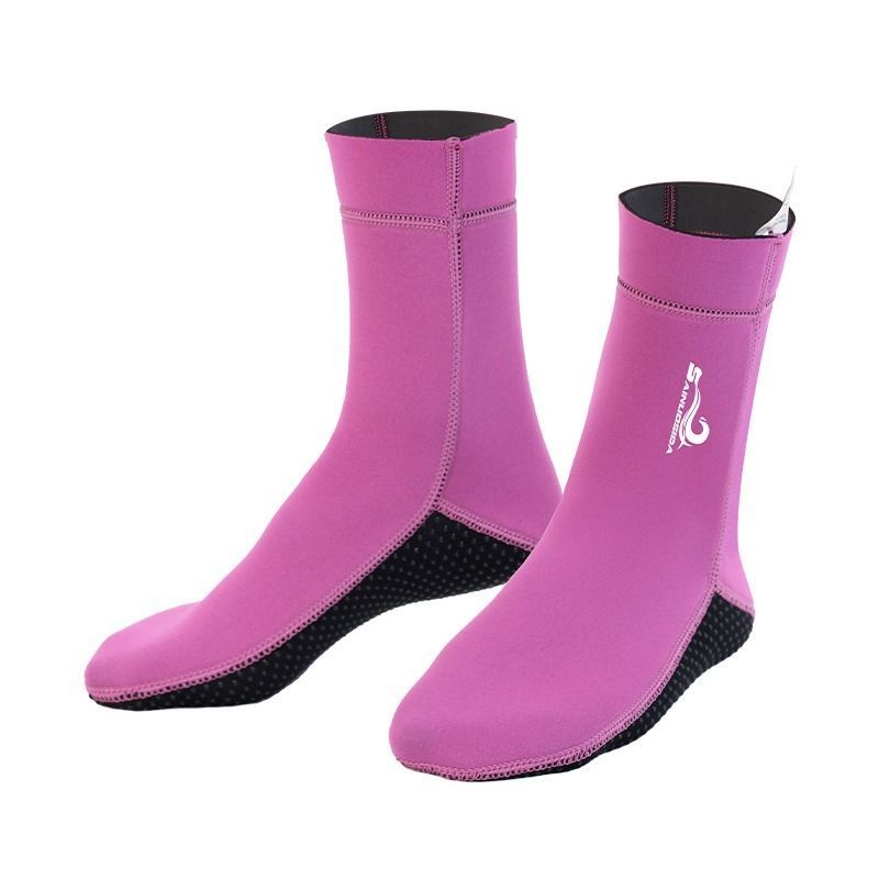 unisex diving socks, 3MM neoprene socks, mid-calf diving socks, hook-and-loop diving socks, water sports socks, diving snorkeling socks, beach volleyball socks, Australia diving gear, neoprene socks for men and women - Cyan - Size M