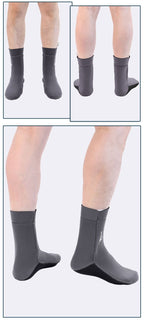 unisex diving socks, 3MM neoprene socks, mid-calf diving socks, hook-and-loop diving socks, water sports socks, diving snorkeling socks, beach volleyball socks, Australia diving gear, neoprene socks for men and women - Gray - Size L
