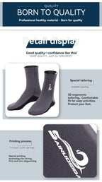 unisex diving socks, 3MM neoprene socks, mid-calf diving socks, hook-and-loop diving socks, water sports socks, diving snorkeling socks, beach volleyball socks, Australia diving gear, neoprene socks for men and women - Gray - Size S