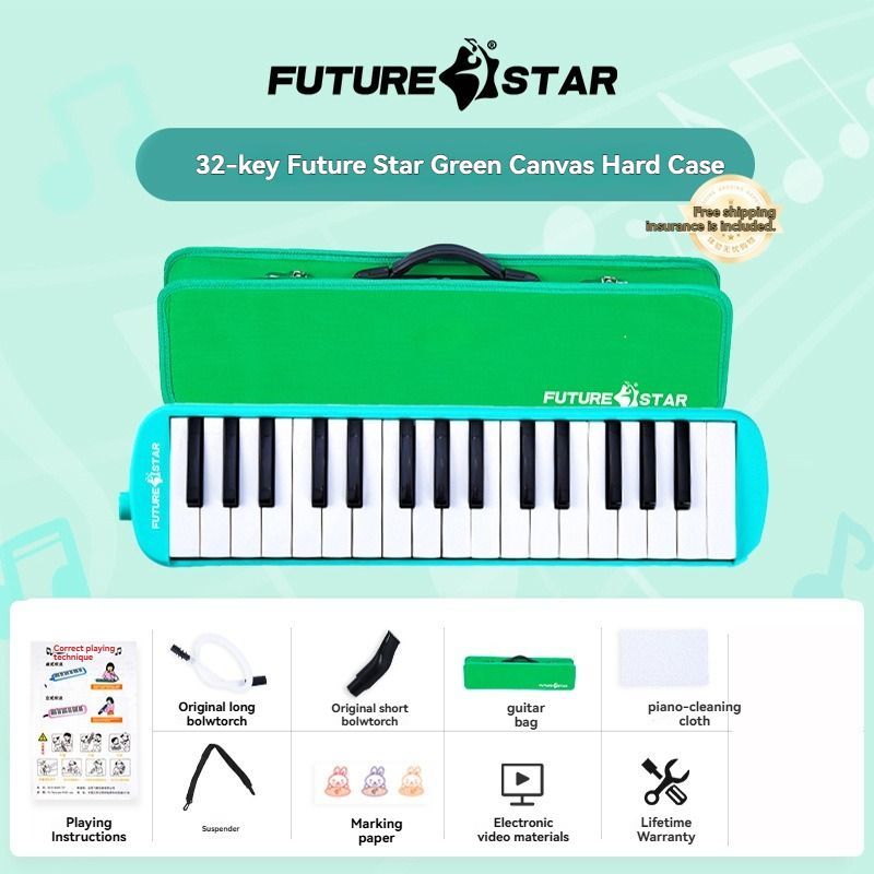 32-key melodica, student melodica, children melodica, beginner musical instrument, classroom instrument, melodica with blow-tube, melodica with mouthpiece, kids keyboard harmonica, school music supply, melodica for kids Australia - Black - Size 32