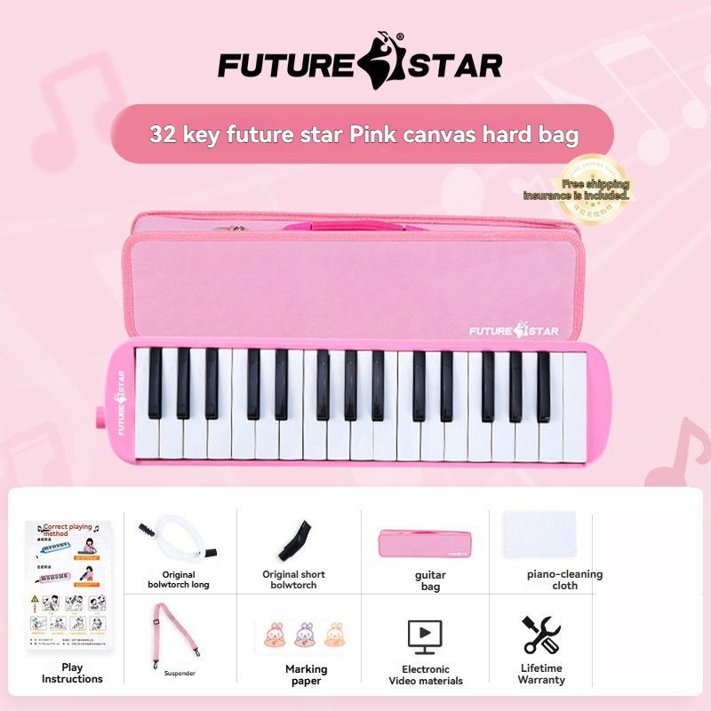 32-key melodica, student melodica, children melodica, beginner musical instrument, classroom instrument, melodica with blow-tube, melodica with mouthpiece, kids keyboard harmonica, school music supply, melodica for kids Australia - Blue - Size 32