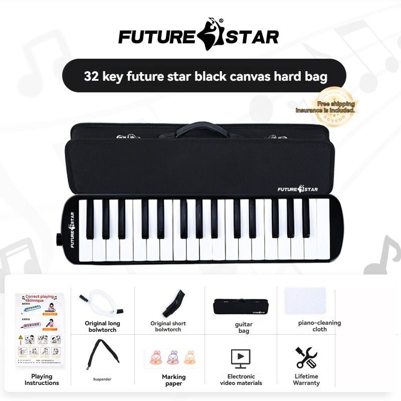 32-key melodica, student melodica, children melodica, beginner musical instrument, classroom instrument, melodica with blow-tube, melodica with mouthpiece, kids keyboard harmonica, school music supply, melodica for kids Australia - Blue - Size 32