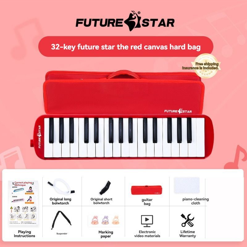 32-key melodica, student melodica, children melodica, beginner musical instrument, classroom instrument, melodica with blow-tube, melodica with mouthpiece, kids keyboard harmonica, school music supply, melodica for kids Australia - Green - Size 32