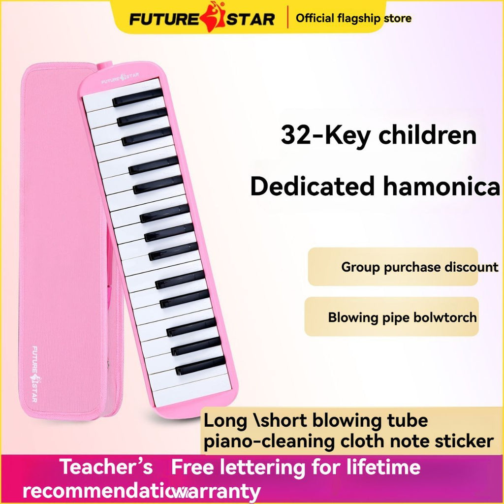 32-key melodica, student melodica, children melodica, beginner musical instrument, classroom instrument, melodica with blow-tube, melodica with mouthpiece, kids keyboard harmonica, school music supply, melodica for kids Australia - Pink - Size 32