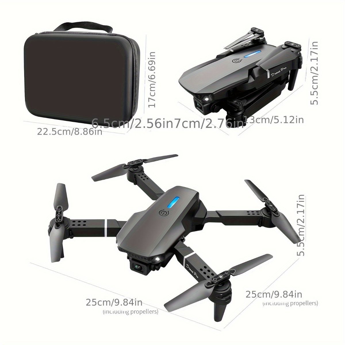 S2 MAX drone, dual-camera drone, upgraded remote control, ESC camera, long-lasting battery, 360° intelligent infrared flight, flying toy, drone gift, beginner drone, FPV drone - Black - Size Three batteries