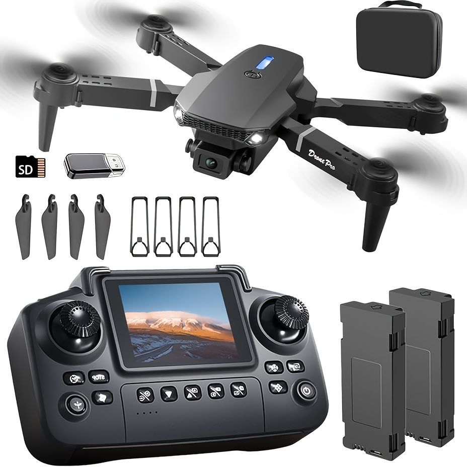 S2 MAX drone, dual-camera drone, upgraded remote control, ESC camera, long-lasting battery, 360° intelligent infrared flight, flying toy, drone gift, beginner drone, FPV drone - Gray - Size Three batteries