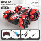2.4G remote control car, electric stunt car, drifting car, spray function, kids toy car, double-sided stunt car, watch remote control, outdoor RC toy, rechargeable toy car - Black and orange - Size Dual-control