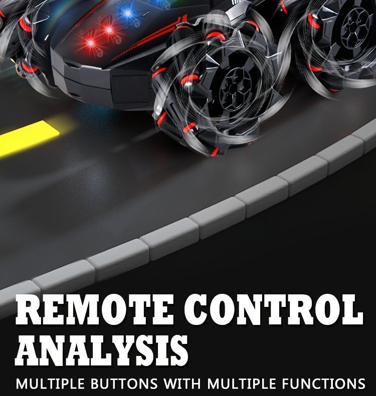2.4G remote control car, electric stunt car, drifting car, spray function, kids toy car, double-sided stunt car, watch remote control, outdoor RC toy, rechargeable toy car - Black and orange - Size Dual-control