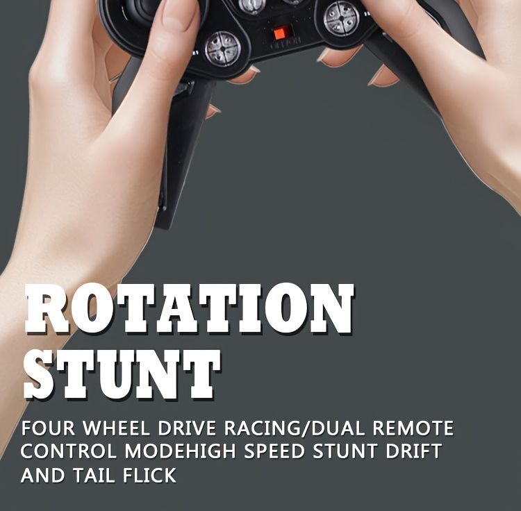 2.4G remote control car, electric stunt car, drifting car, spray function, kids toy car, double-sided stunt car, watch remote control, outdoor RC toy, rechargeable toy car - Red - Size Dual-control