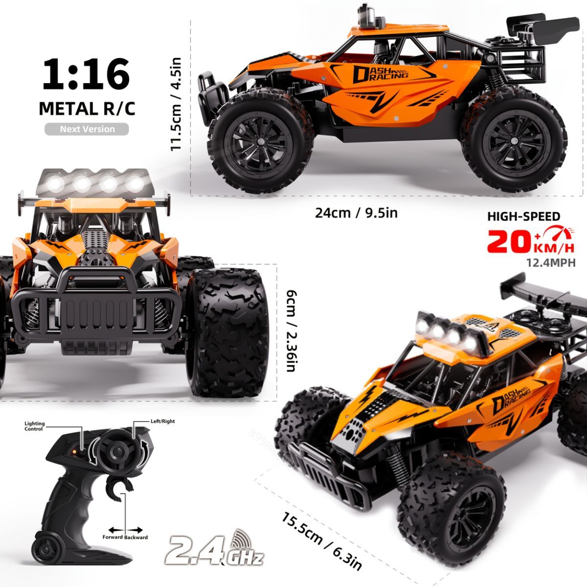 1:16 metal RC car, high-speed drifting, off-road racing car, boys toy car, 2.4GHz remote control, outdoor play toy, drift car, remote control car for kids, Australian toy - Turquoise - Size variable speed
