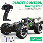 2.4G remote control car, high-speed off-road car, remote control toy for kids, four-wheel drive car, RC car with lights, outdoor toy Australia, gift for kids - Black - Size Dual-batteries