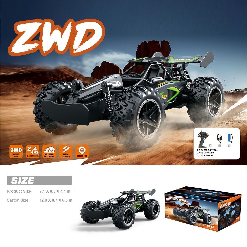2.4G remote control car, high-speed off-road car, remote control toy for kids, four-wheel drive car, RC car with lights, outdoor toy Australia, gift for kids - Black - Size Three-electric systems