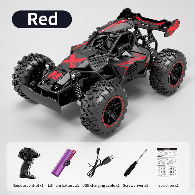 2.4G remote control car, high-speed off-road car, remote control toy for kids, four-wheel drive car, RC car with lights, outdoor toy Australia, gift for kids - Green - Size Dual-batteries