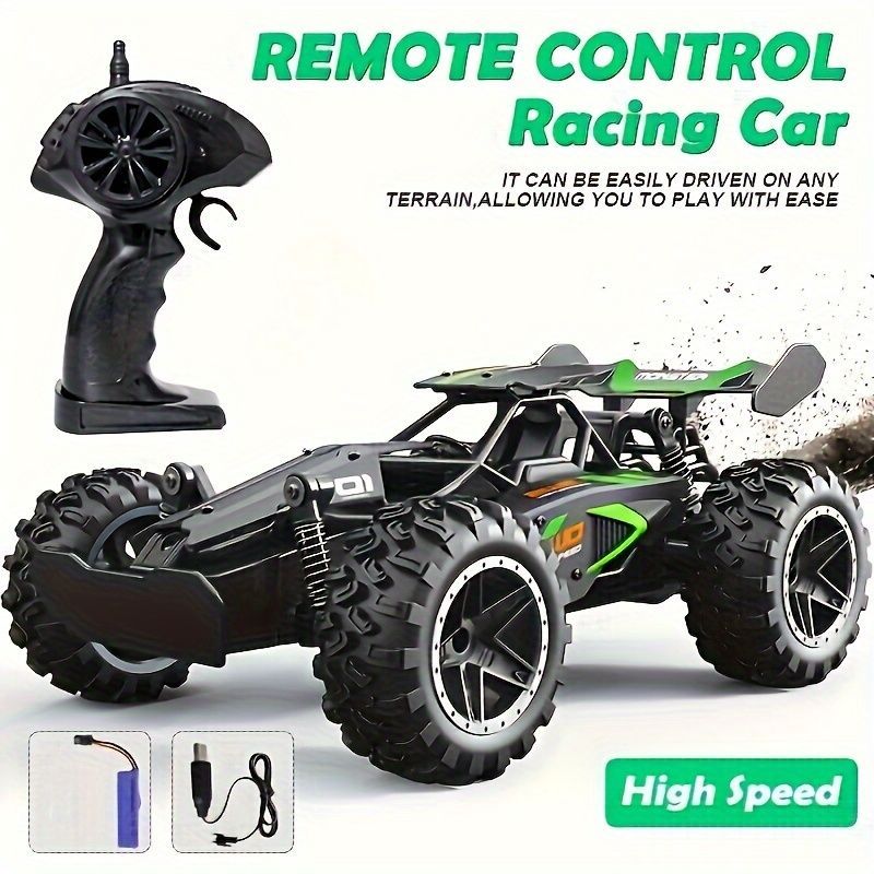 2.4G remote control car, high-speed off-road car, remote control toy for kids, four-wheel drive car, RC car with lights, outdoor toy Australia, gift for kids - Turquoise - Size Three-electric systems
