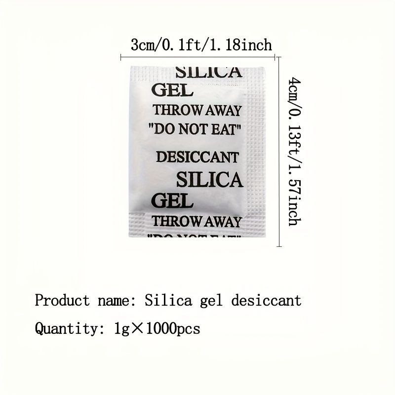 silica gel desiccant, moisture absorber, humidity control, anti-mold, anti-mildew, dehumidifier packs, office supplies, storage protection, Australia - White - Size 1000g