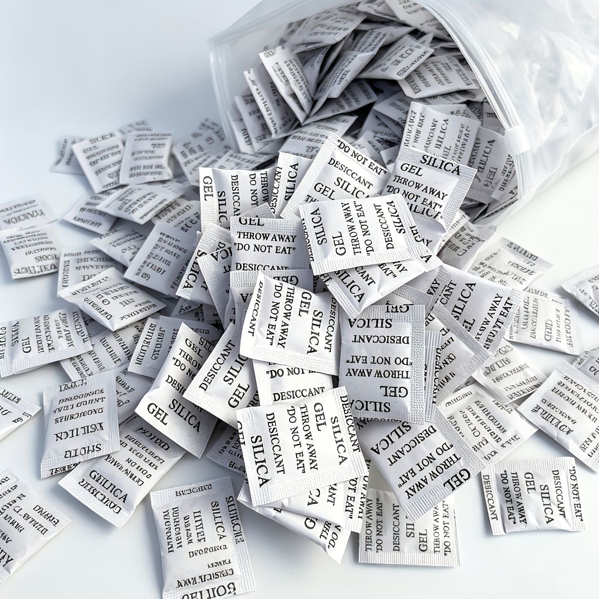 silica gel desiccant, moisture absorber, humidity control, anti-mold, anti-mildew, dehumidifier packs, office supplies, storage protection, Australia - White - Size 1000g