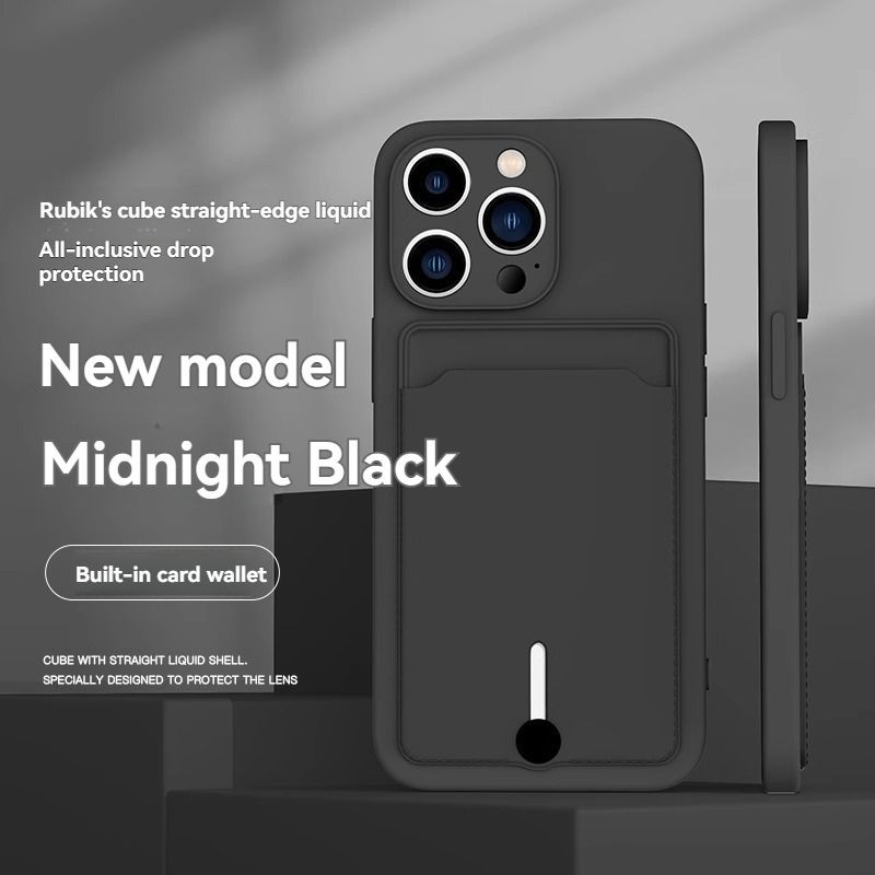iPhone card holder case, built-in wallet phone case, midnight black phone case, drop protection case, iPhone wallet case Australia, Rubik's cube design case - Orange - Size iPhone 16 Pro Max