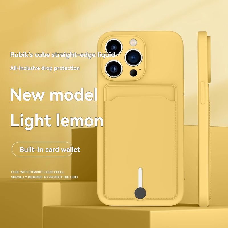 iPhone card holder case, built-in wallet phone case, midnight black phone case, drop protection case, iPhone wallet case Australia, Rubik's cube design case - Yellow - Size iPhone 15 Pro