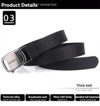 men's belt, outdoor sports belt, canvas belt, alloy automatic buckle, men's accessory, Australian belt, automatic belt men, casual belt, durable belt, travel belt - Dark Brown - Size 150cm-59in